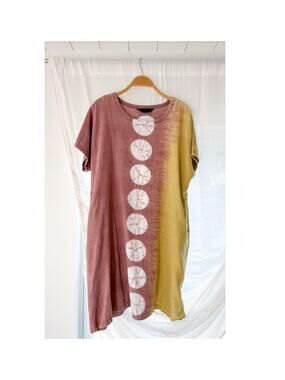 Moyuru Linen Blend Japanese Designer  Shibori Pocket Tunic Dress (M)